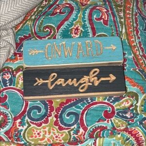 Decorative Wooden Signs in Blue and Black